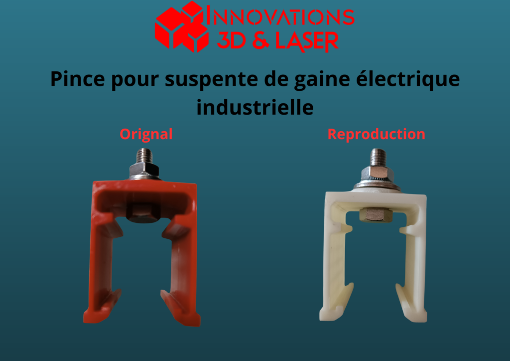 Suspente électrique sur mesure imprimée en 3D pour une installation facile et une fixation robuste. Conçue pour s'adapter aux besoins spécifiques des projets électriques.